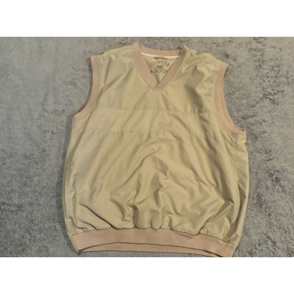 Cutter & Buck Vest Mens XL Beige Golf Pullover Windbreaker Sleeveless Outdoor